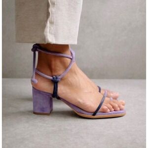 Alohas Grace Lavender Suede Knotted Strap‎ Heeled Sandals Made in Spain Size 40